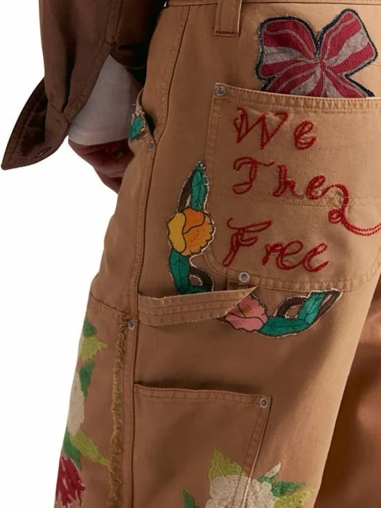 Free People Bright Time Embroidered High Waist Wide Leg Pants - Picture 4 of 4